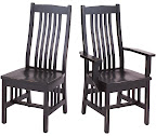 Raised Mission Dining Chair, Oak Hardwood, Distressed Midnight Finish
