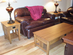 Mission End Table and Coffee Table, Quarter Sawn Oak Hardwood, Rustic Finish