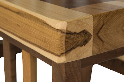 Turin Bench, Custom Border Design, Natural Hickory and Walnut