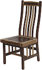 Raised Mission Dining Chair, Custom Border Design, Natural Hickory and Walnut