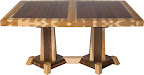 Turin 60 x 42 Dining Table, Custom Timber Edge, Custom Double Border Design, Hickory and Walnut Hardwood, Natural Finish