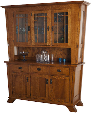 84" high x 68" wide x 20" deep Baroque China Cabinet in Rustic Quarter Sawn Oak