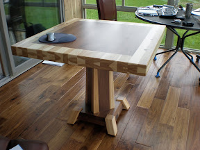 36" x 36" Turin Table in Custom Hickory & Walnut Double Border, Timber Edge