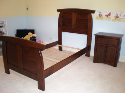 Haiku Bed and Nightstand in Ruby Walnut
