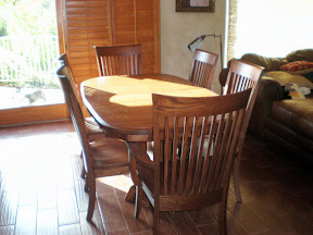66 x 42 Turin Dining Table, Traditional Tabletop, Watefall Edge, with Lancaster Chairs in Mahogany Oak