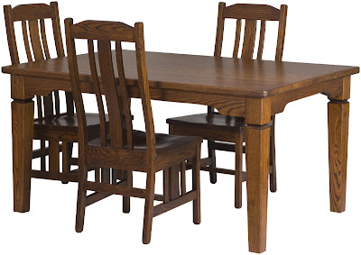 60 x 42 Harvest Dining Table, Plains Mission Dining Chairs, in Autumn Oak