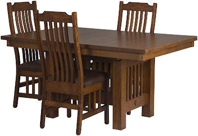 60 x 42 Mission Dining Table, Mission Dining Chairs, in Autumn Quarter Sawn Oak
