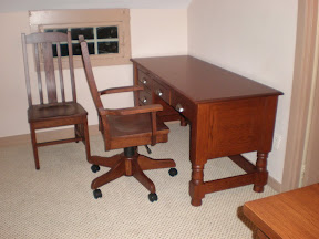 Devonshire Writing Desk and Plains Mission Office Chair in Mahogany Oak