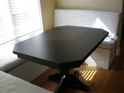 50 x 36 Woodland Dining Table, 6 Inch Inset Tabletop, 1/4 Inch Round Table Edge, Midnight Oak