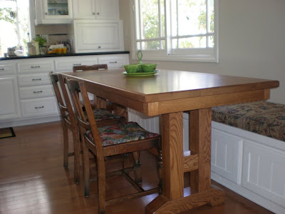 70 x 31 Trestle Table in Medium Oak, 1/4 inch Round Table Edge, Rectangular Tabletop