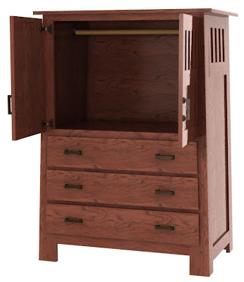 Teton Armoire in Simulated Mahogany Oak (shown with solid wood rear panel)