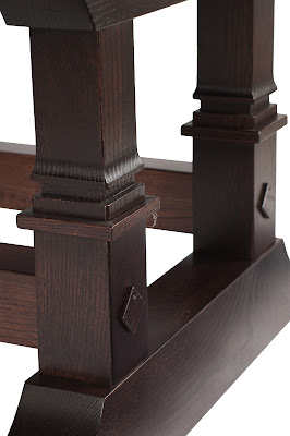 90" x 60" Tuscany Dining Table in Custom Finished Oak, Customized Base Design