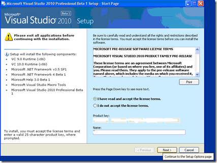 vs2010 enter key