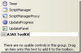 How to Attach&eacute;/Add AJAX Toolkit in Visual Studio 2005 IDE Toolbox