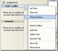 How to Attach&eacute;/Add AJAX Toolkit in Visual Studio 2005 IDE Toolbox