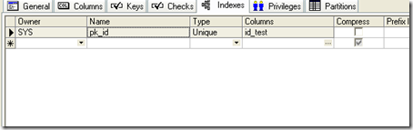 pl/sql Create indexs