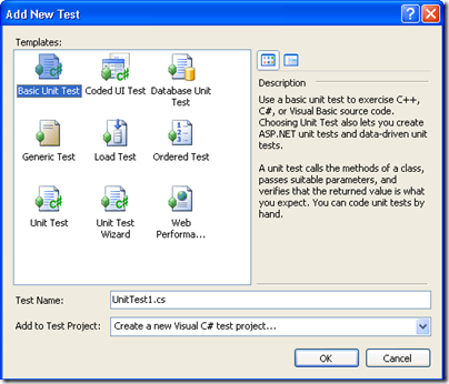 Types of Testing Projects Available in Visual Studio 2010 Ultimate