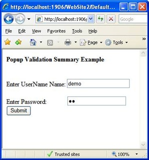 How to show validations in messagebox/popup using ASP.NET