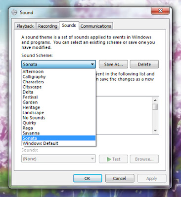 Novos esquemas de som do Windows 7