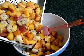 Purée de fruits estivale vapeur : pêches, brugnons, pommes, bananes