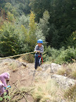 Descente en moulinette depuis la vire interm&eacute;diaire.