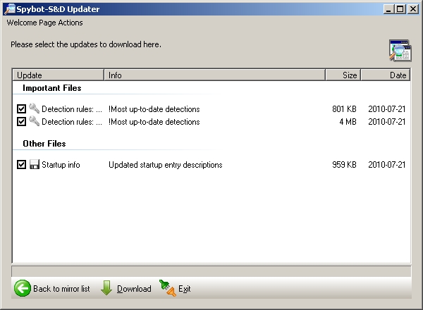 Spybot S&D Updates 21JUL10 Spybot S&D Updates 21JUL10