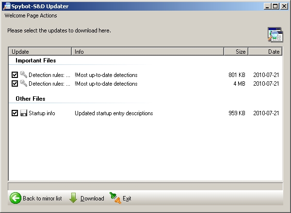 Spybot S&D Updates 21JUL10