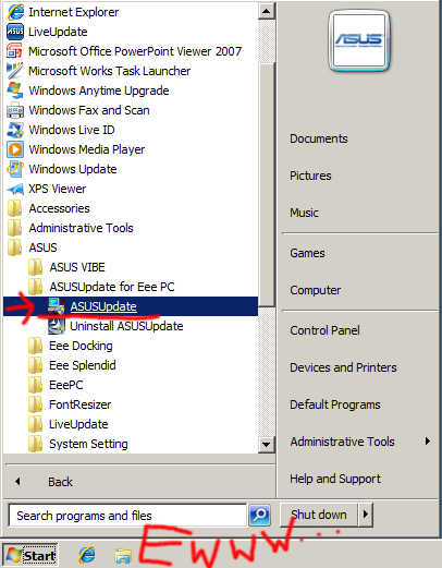 ASUSUpdate in start menu