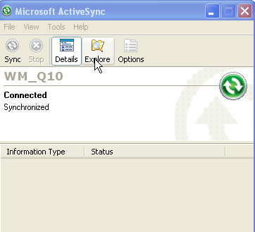 Explorando dispositivo via ActiveSync
