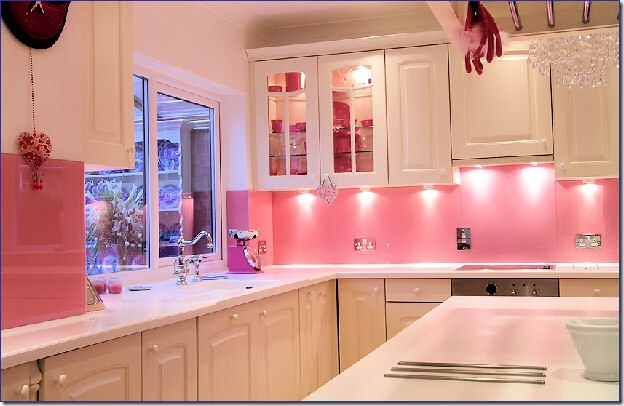 Pink Kitchen backsplash