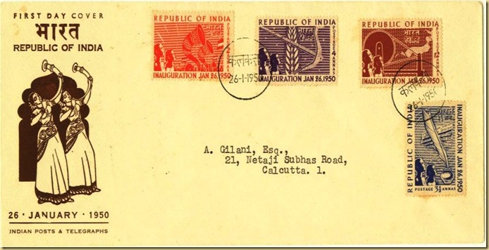 4A FDCs of Set of Stamps Issued on Same Day_Republic of India_ 26_01_1950
