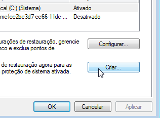 Clique em criar... Clique em criar...