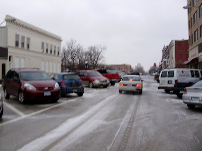 Icy roads reported in Washington. This is Main Street downtown looking west. December 9, 2008. Washington, Iowa. (Ben Stanton/KCII)