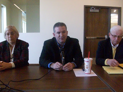 Senator Becky Schmitz (D-Fairfield on the left), Iowa House Majority Leader Kevin McCarthy (D-Des Moines, center) and Representative Larry Marek (D-Riverside) Speak at the Washington Public Library on Thursday December 17, 2009 (KCII NEWS) Senator Becky Schmitz (D-Fairfield on the left), Iowa House Majority Leader Kevin McCarthy (D-Des Moines, center) and Representative Larry Marek (D-Riverside) Speak at the Washington Public Library on Thursday December 17, 2009 (KCII NEWS)