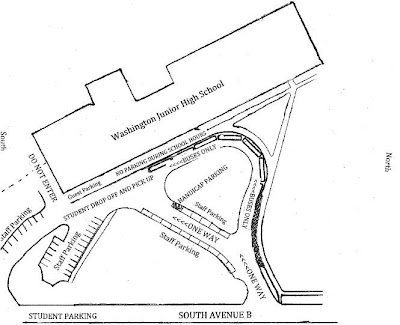 Washington Junior High School's New Parking Plan.<br />
(Washington Junior High School News Release)