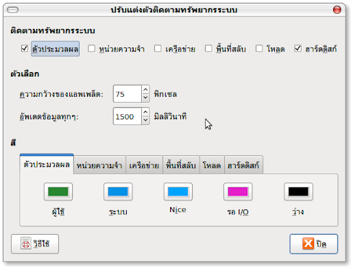 ปรับแต่ง applet ทรัพยากรระบบ