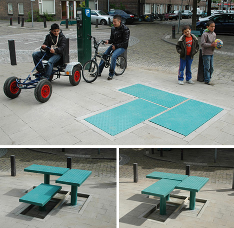 diy adjustable urban bench2 Mobiliario urbano adaptable