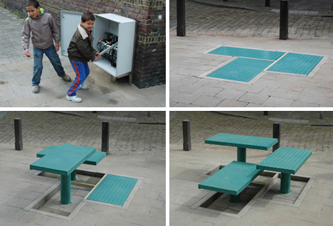 diy custom urban bench Mobiliario urbano adaptable
