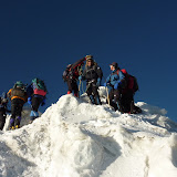Waiting for our turn to climb the last few meters to the summit