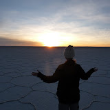 Dee receiving the power that the locals on the Salar believe the sunrise brings