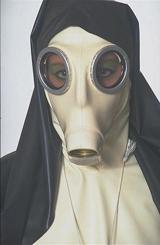 heavy rubber nun in gasmask
