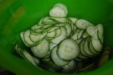 Cucumbers for making burgers at Old Biscuit Mill