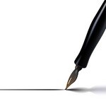 a Black Calligraphy Ink Pen Writing on White Paper Clipart Illustration