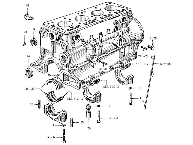 Datsun Fairlady Parts illustration no. 001-2 Cylinder Block 1600 (R16) [2]