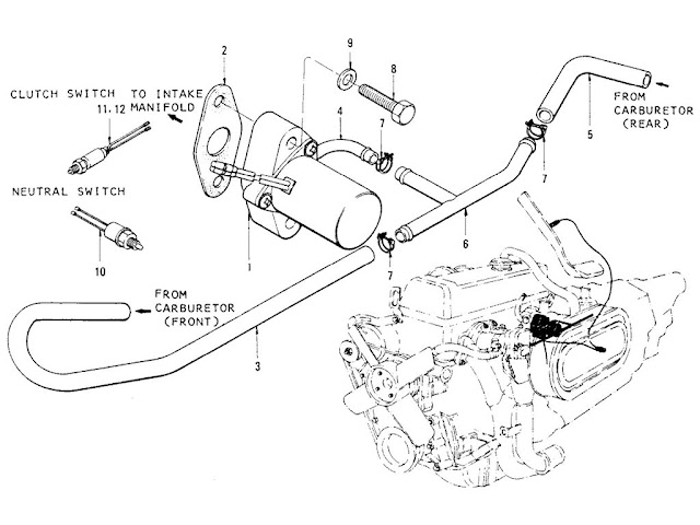 Datsun Fairlady Parts illustration no. 002B-2 Exhaust Emission Control