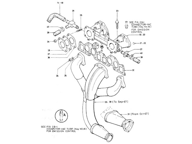 Datsun Fairlady Parts illustration no. 005A-2 Manifold 2000 "SU"