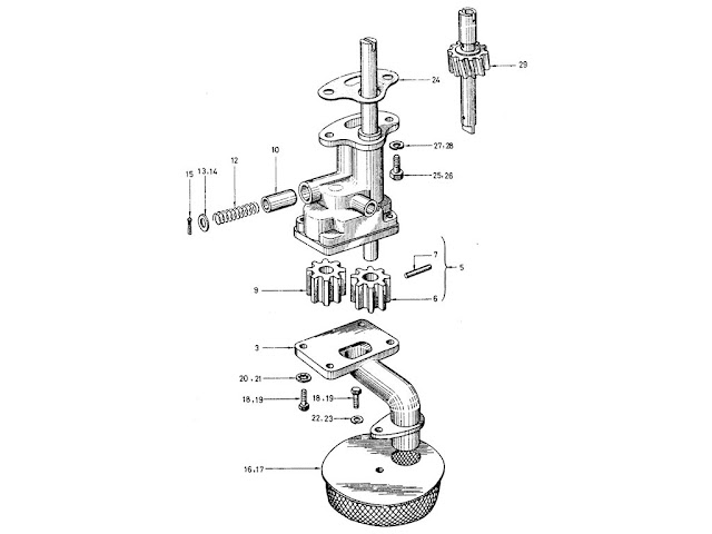 Datsun Fairlady Parts illustration no. 006-1 Oil Pump & Strainer 1600 (R16)