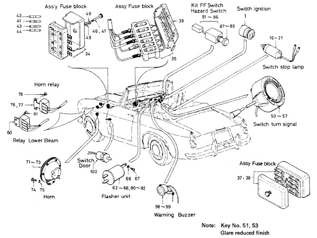 Datsun Fairlady Parts illustration no. 022A-1 Electric Unit