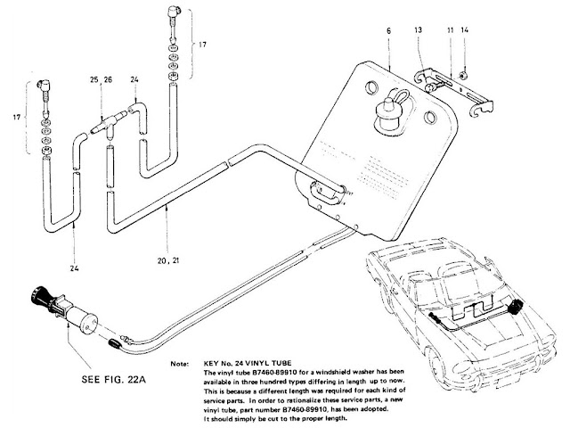 Datsun Fairlady Parts illustration no. 024A-2 Windshield Washer (From 1967.5)