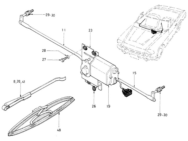 Datsun Fairlady Parts illustration no. 024-1 Windshield Wiper (To 1967)
